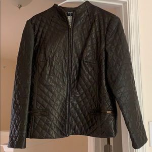 Chanel brown leather short coat